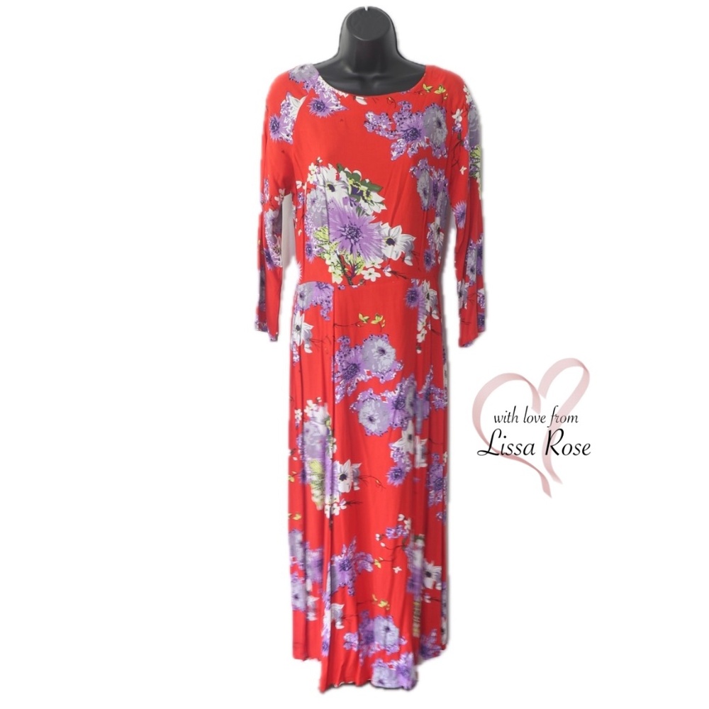 Vibrant Floral Midi Dress (Ruby Rocks for Long Tall Sally)